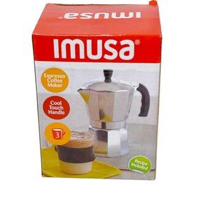 Imusa 3 Cup Stovetop Espresso Coffee Maker with Cool Touch Handle